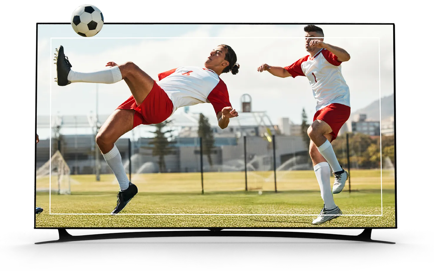 Téléviseur diffusant un match de football